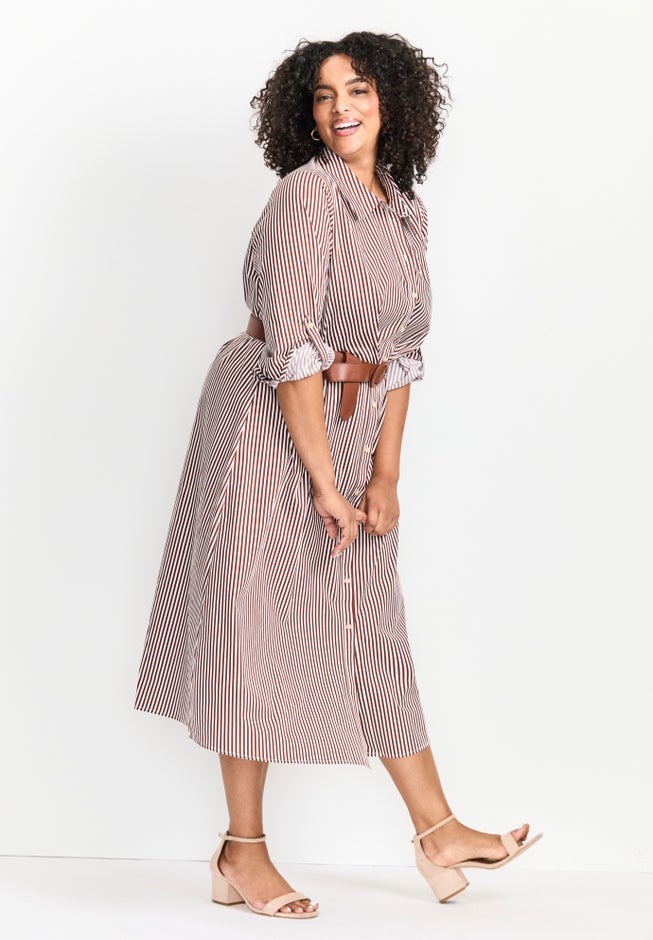Leona Stripe Shirtdress With Belt image number 2