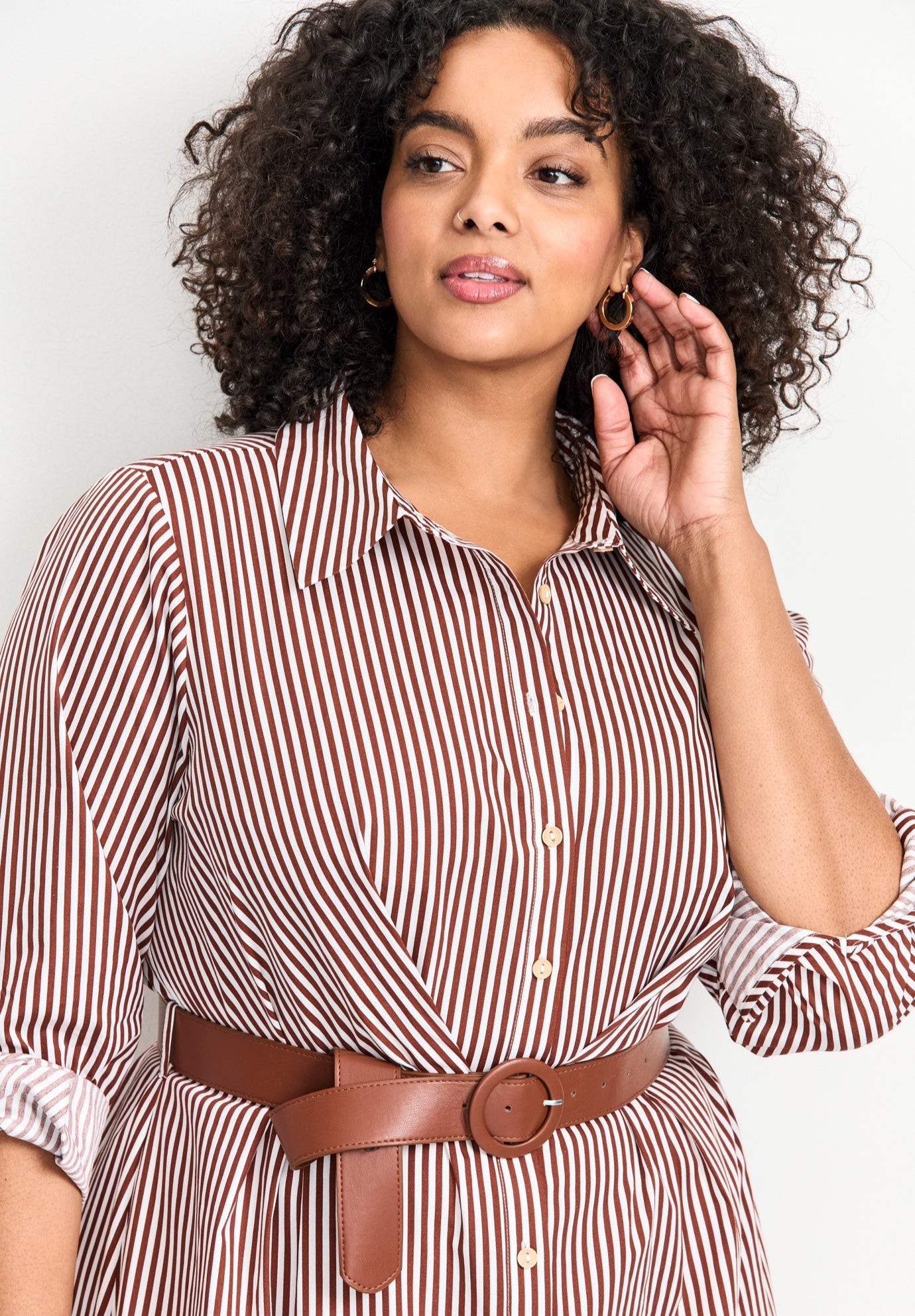 Leona Stripe Shirtdress With Belt image number 3