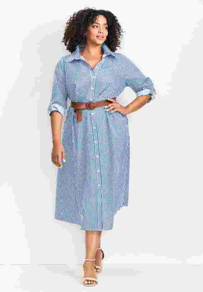 Leona Stripe Shirtdress With Belt image number 0