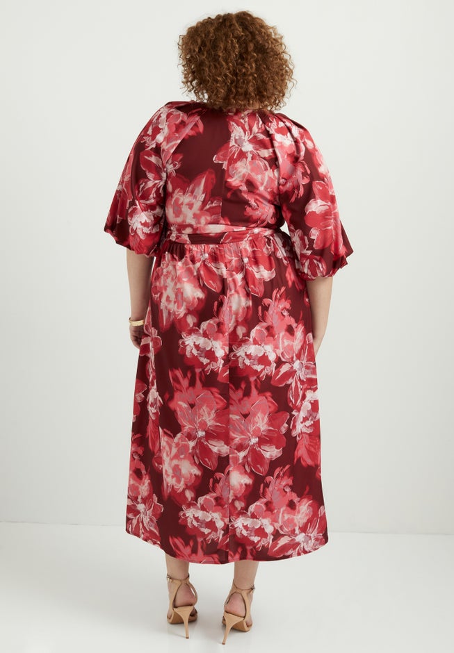 Raglan Puff-Sleeve Midi Dress image number null