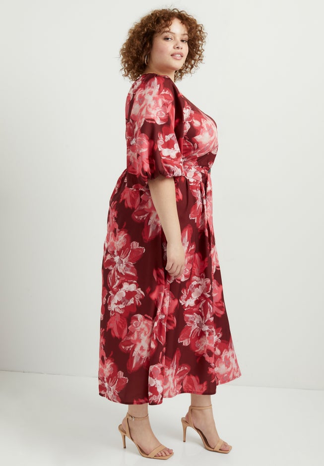 Raglan Puff-Sleeve Midi Dress image number null