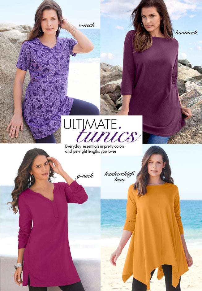 Plus Size Cotton Ultimate Boatneck Tunic with Side Slits image number 4