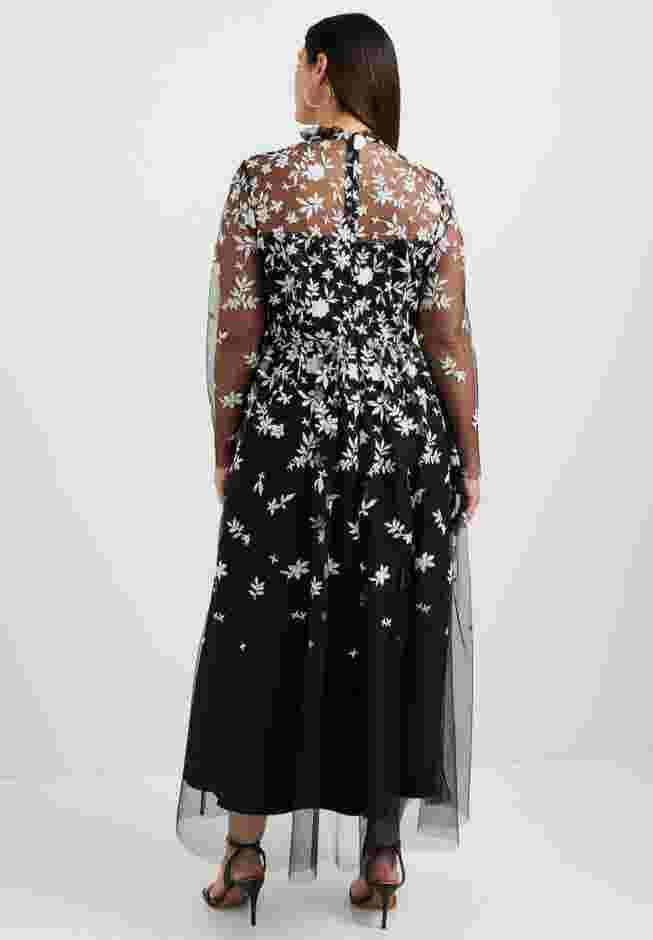 Mesh-Overlay Maxi Dress image number 1