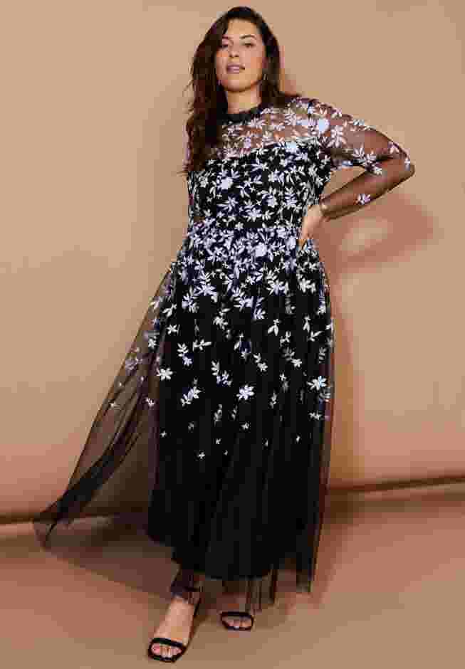 Mesh-Overlay Maxi Dress image number 0