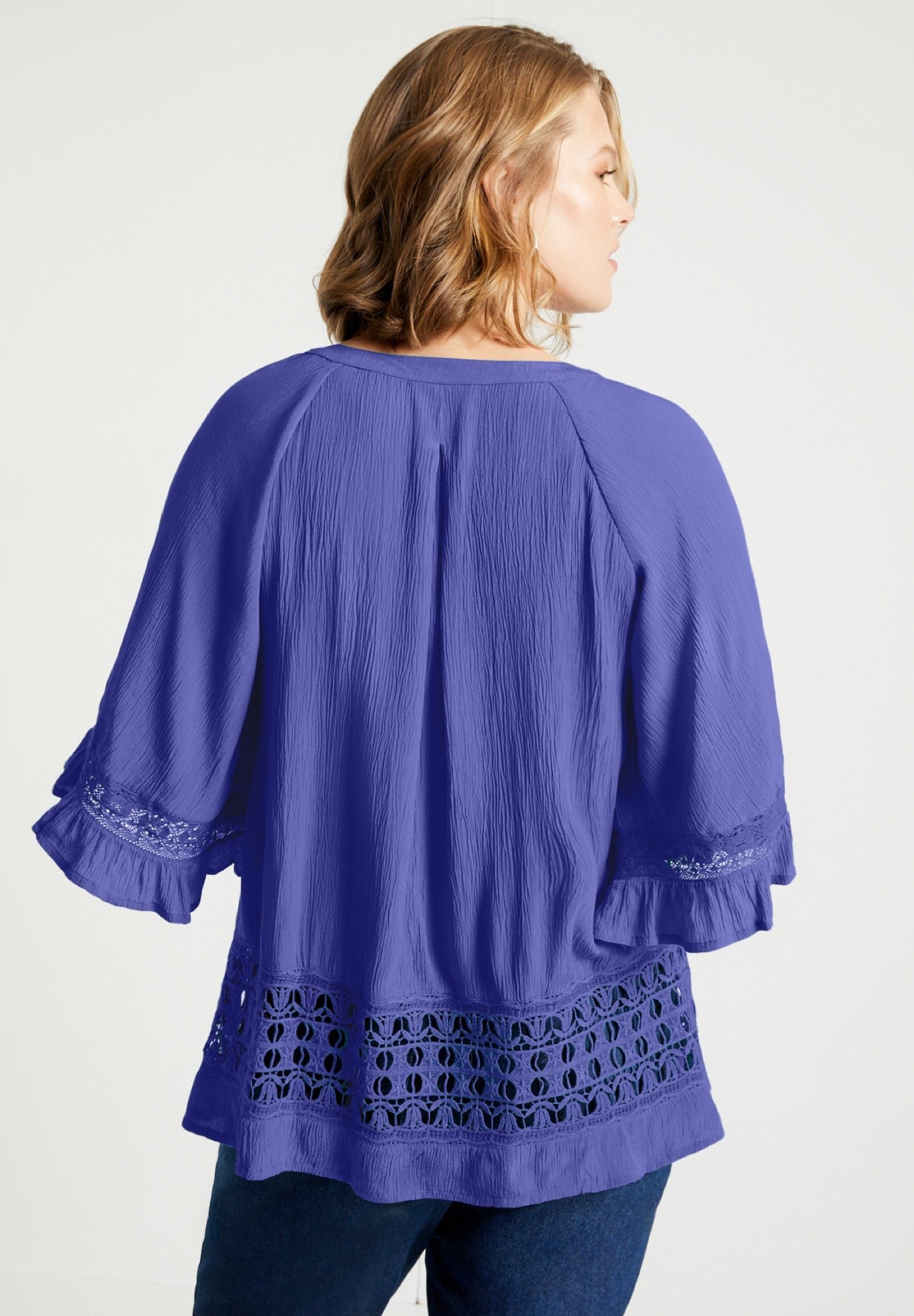 Lace-Trimmed Boho Blouse image number 1