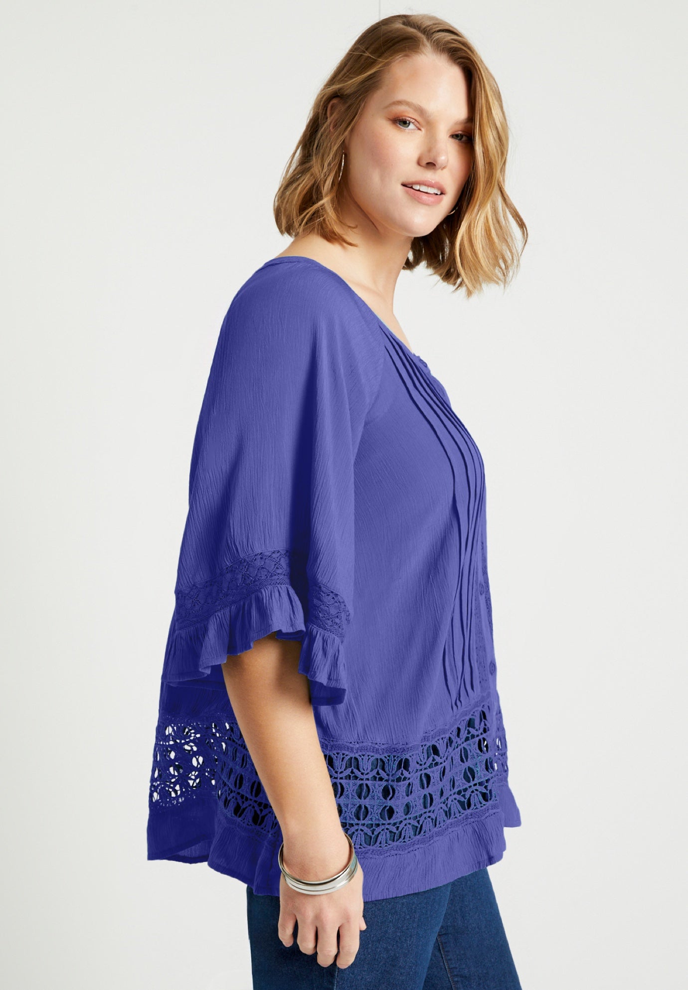 Lace-Trimmed Boho Blouse image number 2