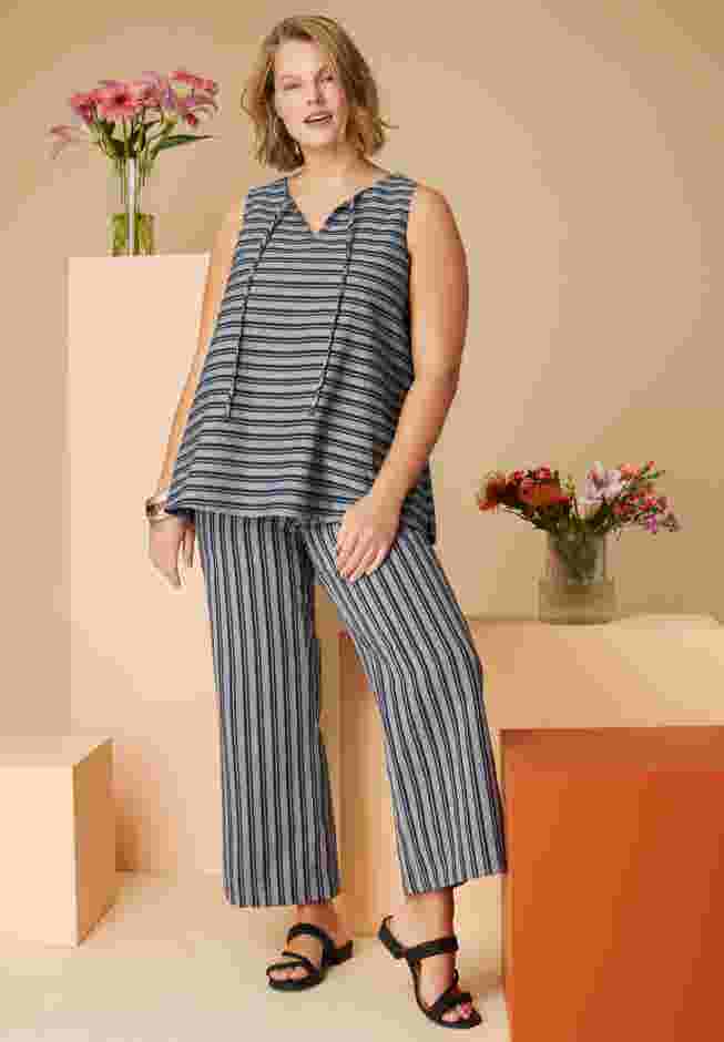 High-Low Linen-Blend Tank Top image number 0