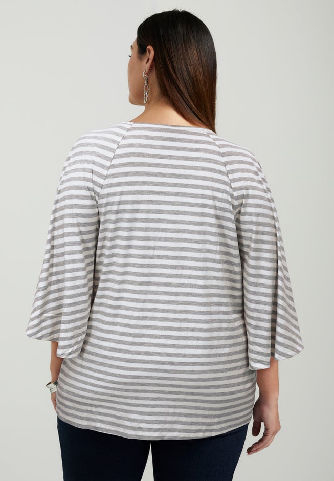 Flared Raglan Sleeve Breton Tee image number 1
