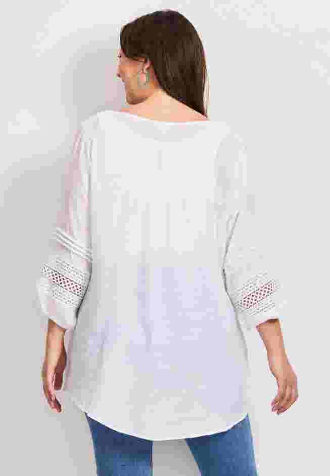 Pintuck Lace Peasant Top image number 1