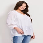 Pintuck Lace Peasant Top image number null