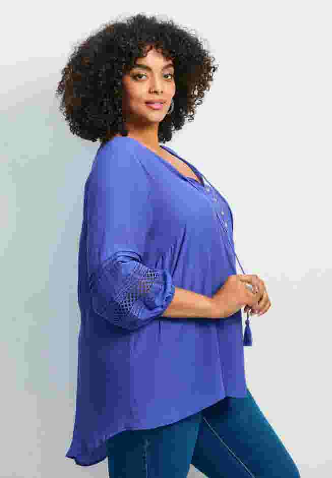 Pintuck Lace Peasant Top image number 2