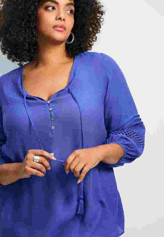 Pintuck Lace Peasant Top image number 3