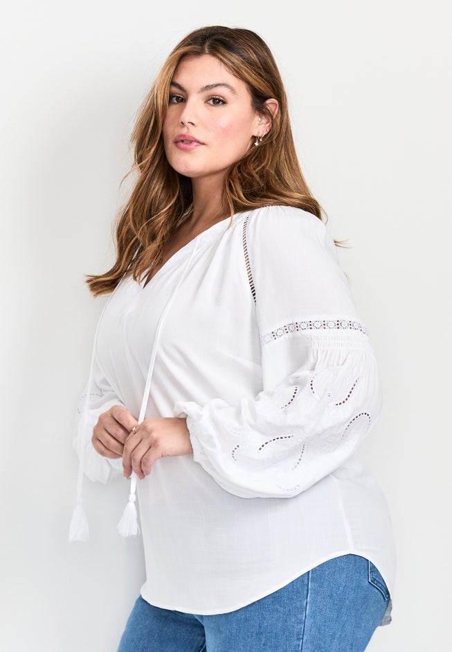 Embroidered Peasant Blouse image number 2