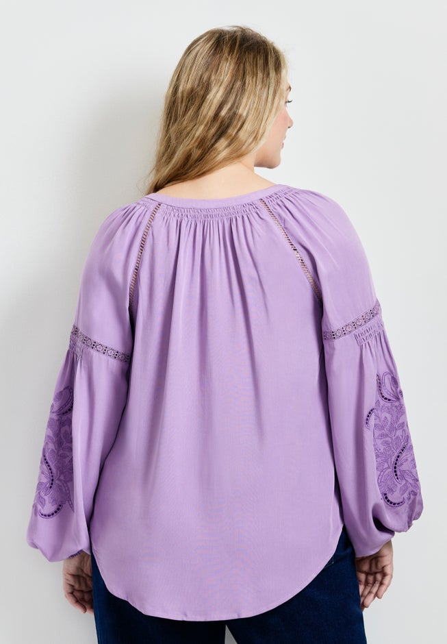 Embroidered Peasant Blouse image number 1