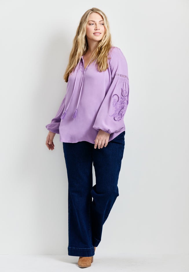 Embroidered Peasant Blouse image number 0
