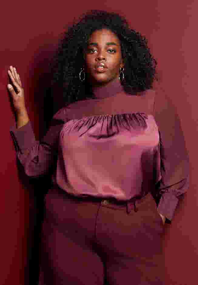 Satin Mockneck Blouse image number 0