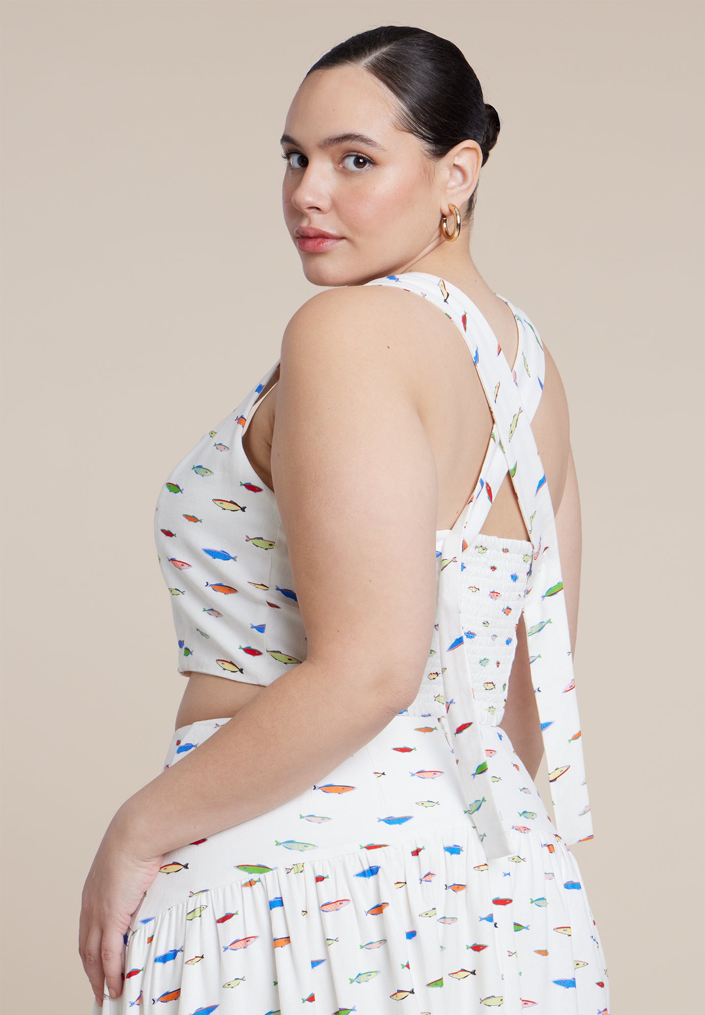  Printed Linen Crop Top image number 1