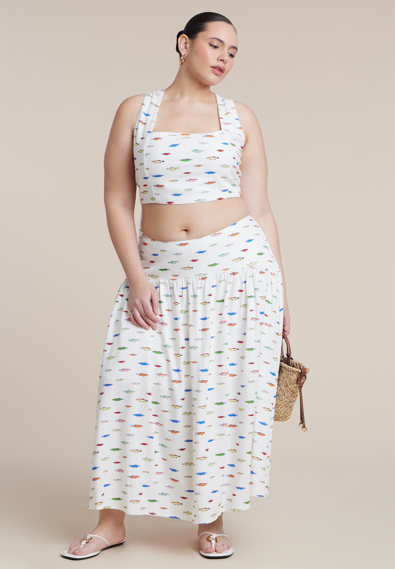  Printed Linen Crop Top image number 2