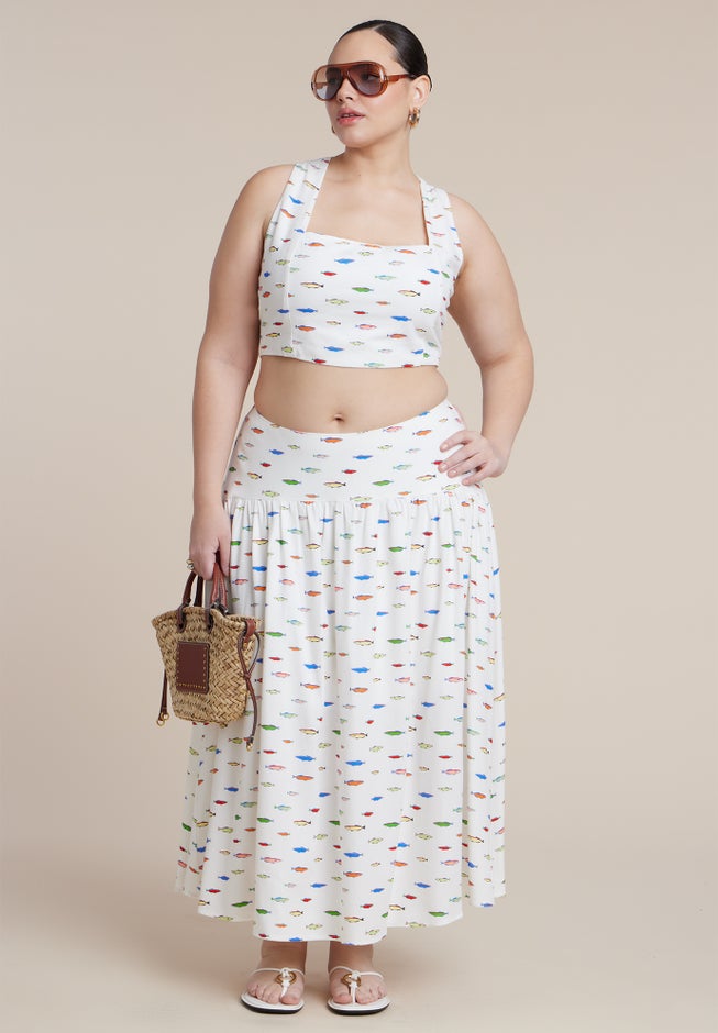  Printed Linen Crop Top image number 3