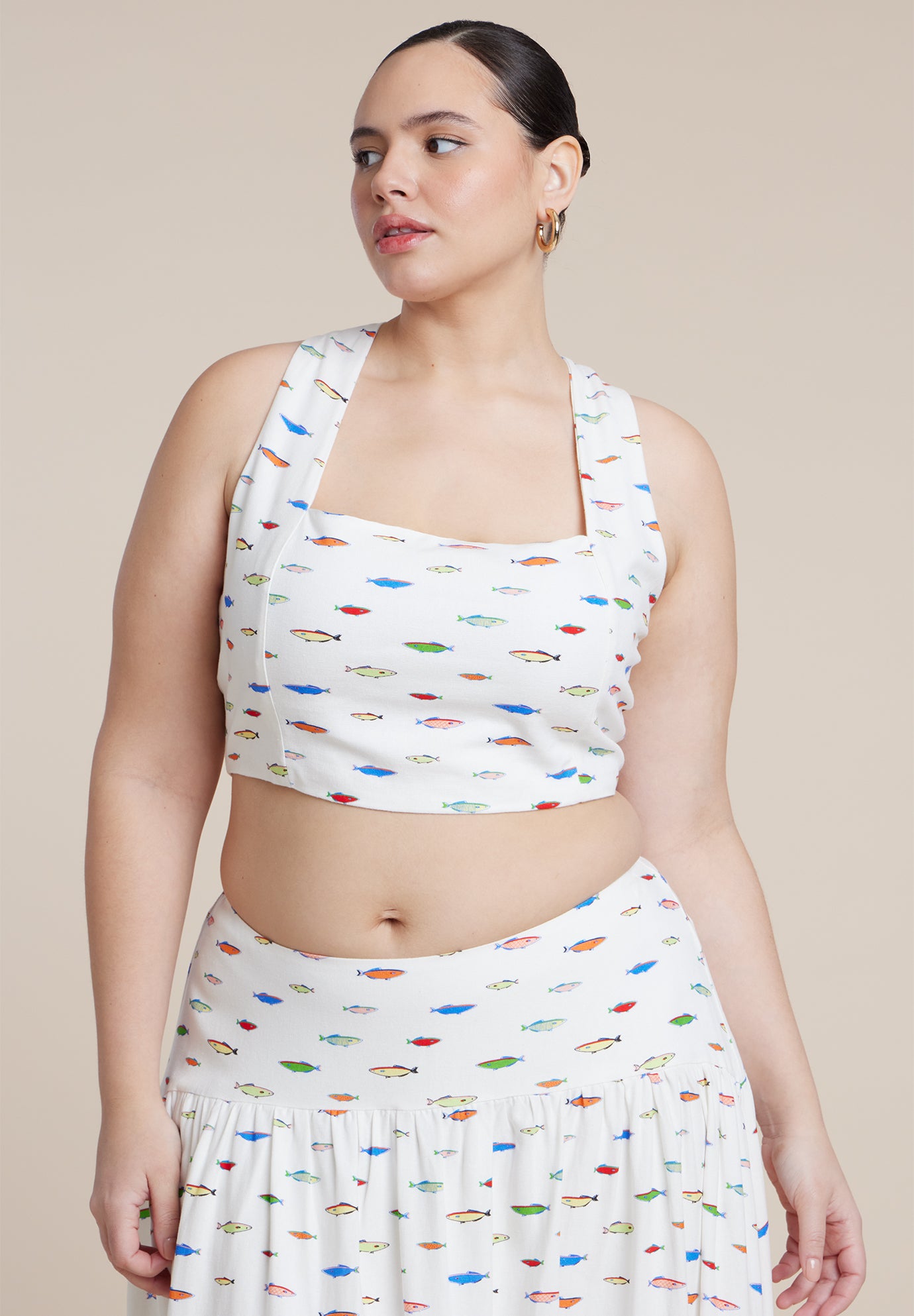 Printed Linen Crop Top image number 0
