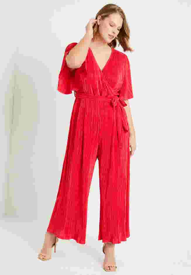 Wide-Leg Plisse Jumpsuit image number 0