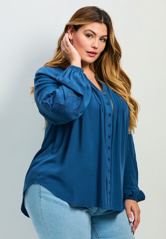 Gabby Embroidered Pintuck Shirt image number 2