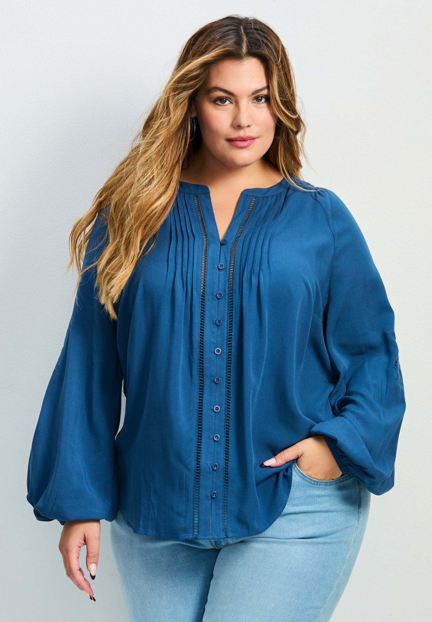 Gabby Embroidered Pintuck Shirt image number 0