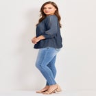 Embroidered Lace Detail Peasant Blouse image number null