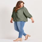 Embroidered Lace Detail Peasant Blouse image number null