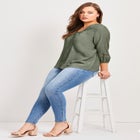 Embroidered Lace Detail Peasant Blouse image number null