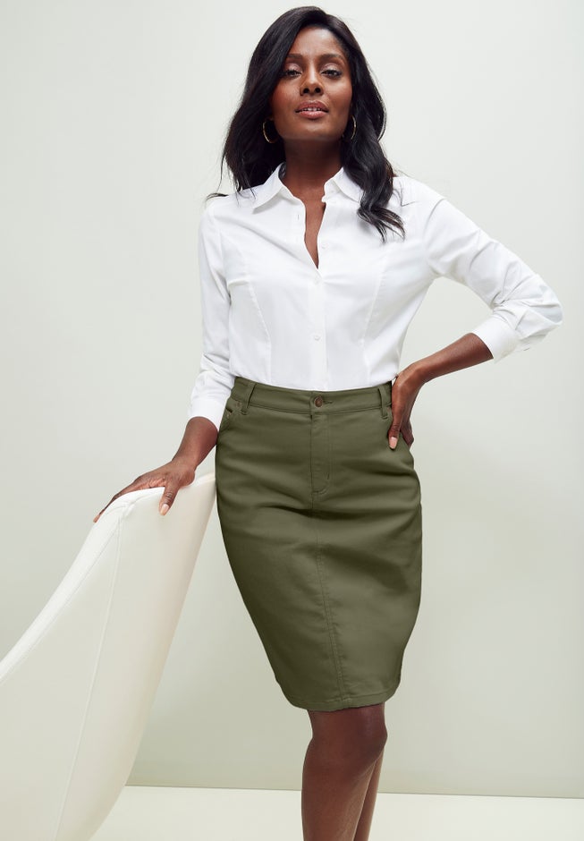 True Fit Stretch Denim Short Skirt image number 1