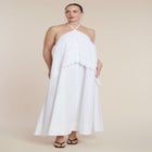 Embroidered Eyelet Halter Maxi Dress image number null