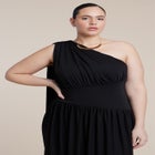 One-Shoulder Draped Maxi Dress image number null