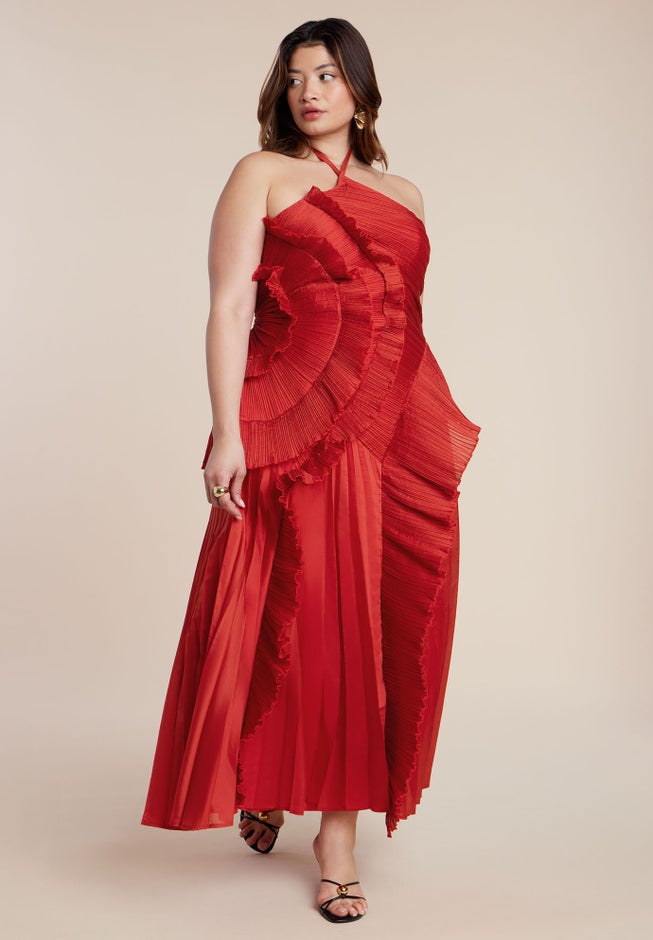 Pleated Ruffle Detail Gown image number 2