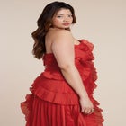 Pleated Ruffle Detail Gown image number null