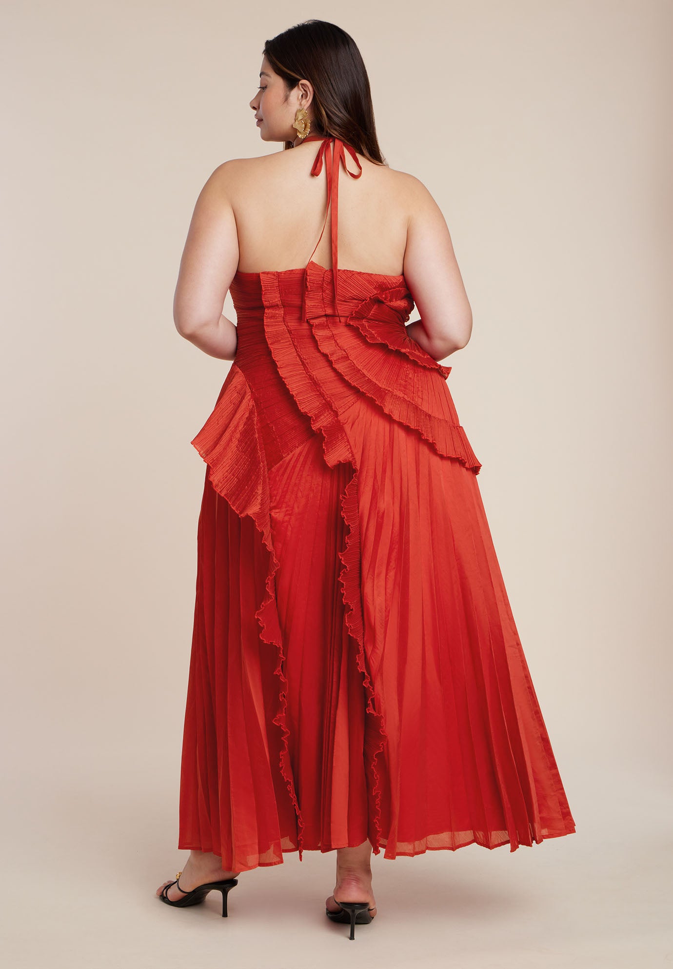 Pleated Ruffle Detail Gown image number 5