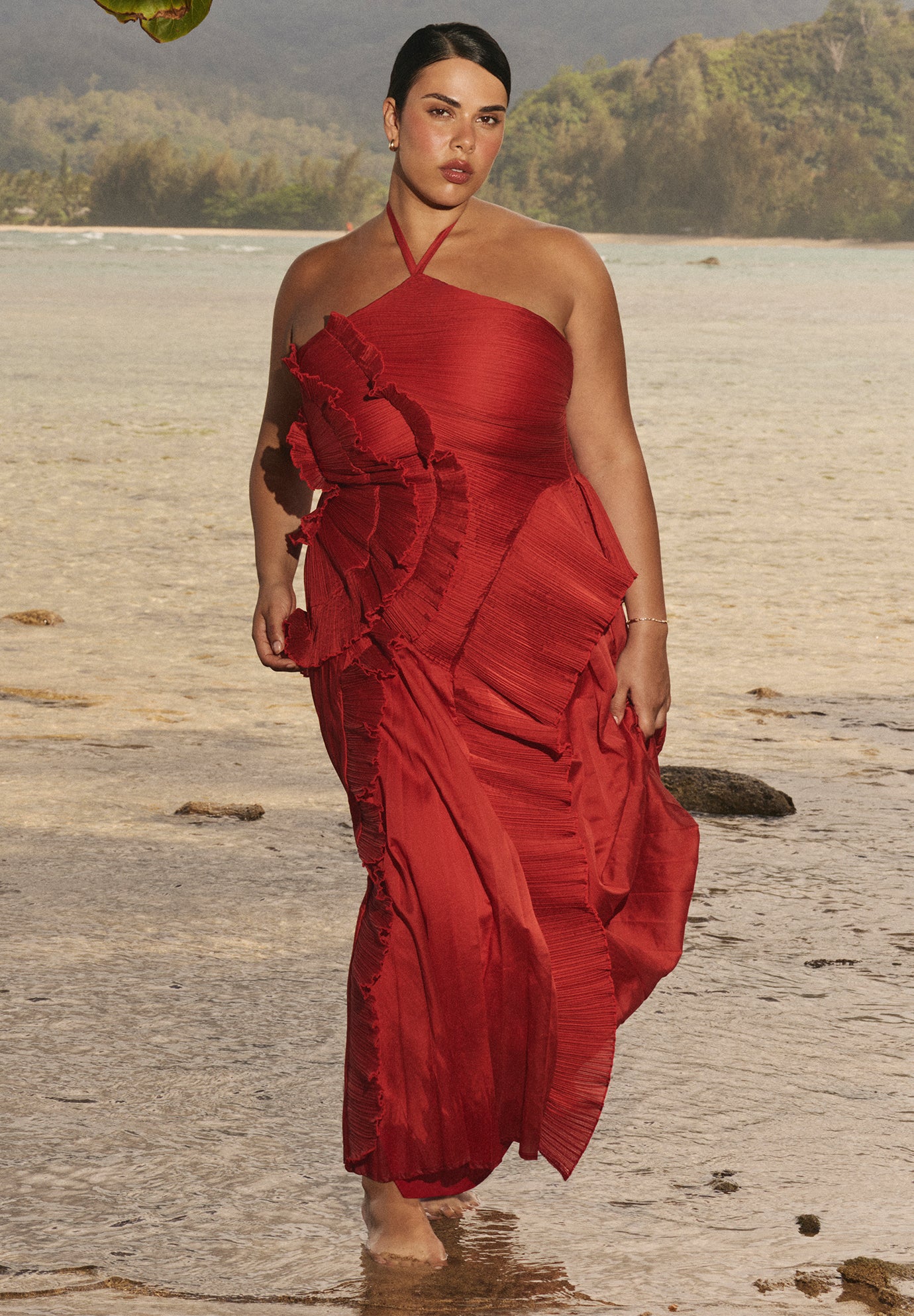 Pleated Ruffle Detail Gown image number 0