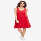 Stretch Jersey Knit A-Line Crossover Back Tank Short Dress image number 0