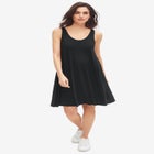 Stretch Jersey Knit A-Line Crossover Back Tank Short Dress image number null