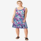 Stretch Jersey Knit A-Line Crossover Back Tank Short Dress image number 0