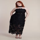 Strapless Lace Dress With Scarf image number null