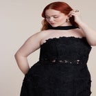 Strapless Lace Dress With Scarf image number null