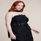 Strapless Lace Dress With Scarf image number null