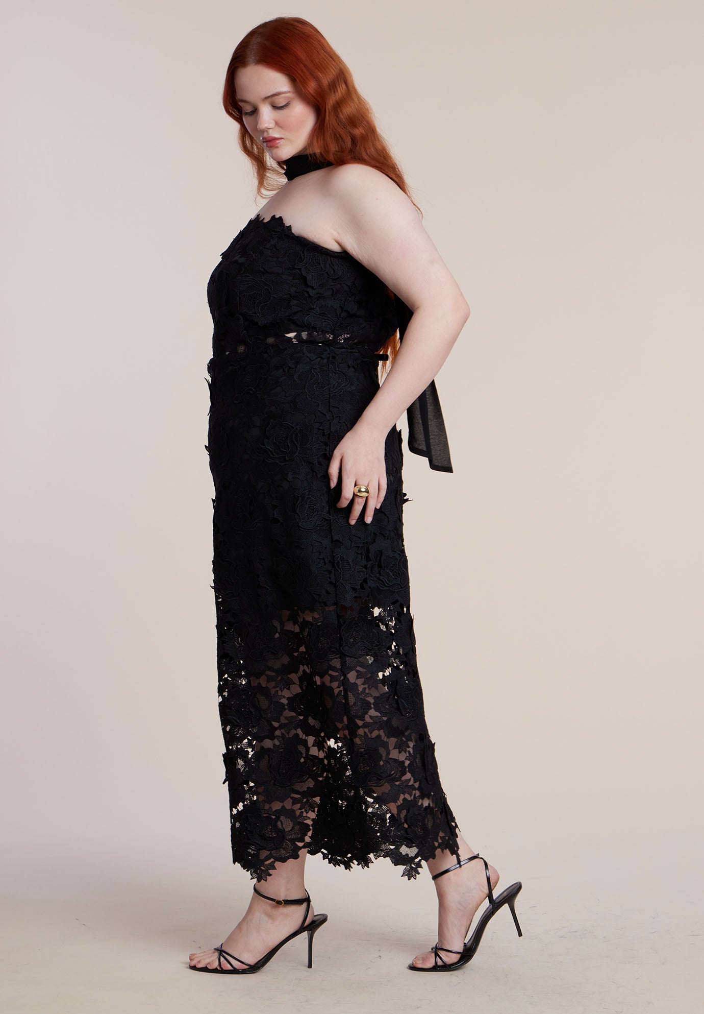 Strapless Lace Dress With Scarf image number 6