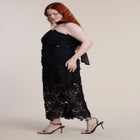 Strapless Lace Dress With Scarf image number null