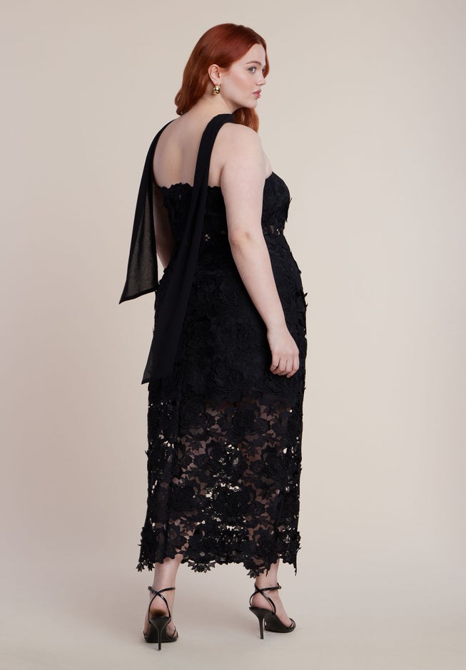 Strapless Lace Dress With Scarf image number 7