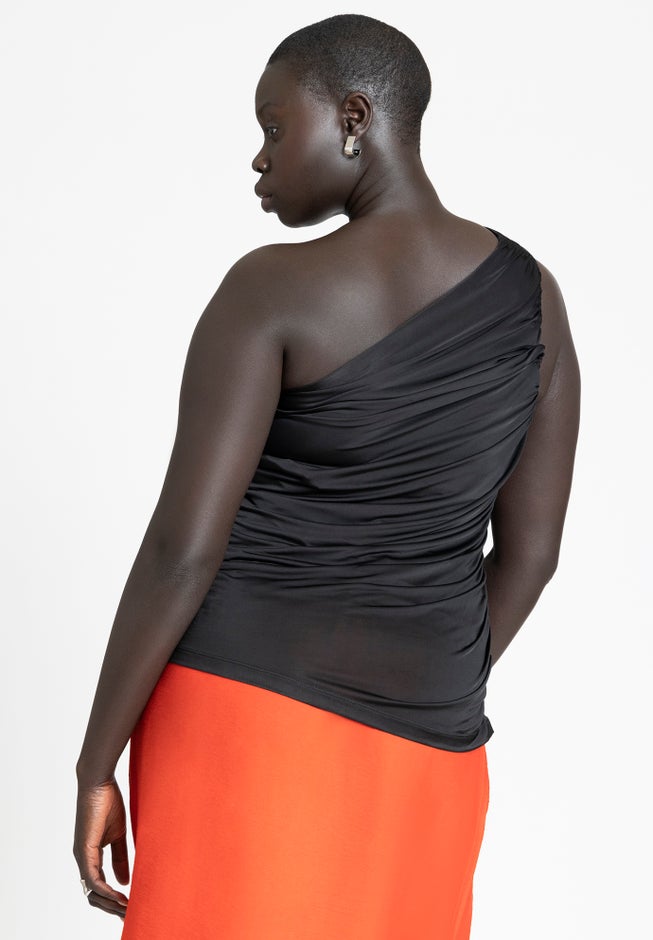 One Shoulder Shirred Top image number null