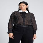 Polka Dot Collared Blouse image number null