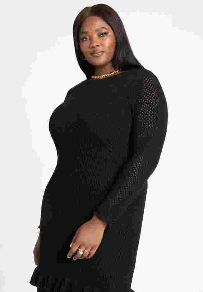 Crochet Open Stitch Maxi Dress With Ruffles image number 2