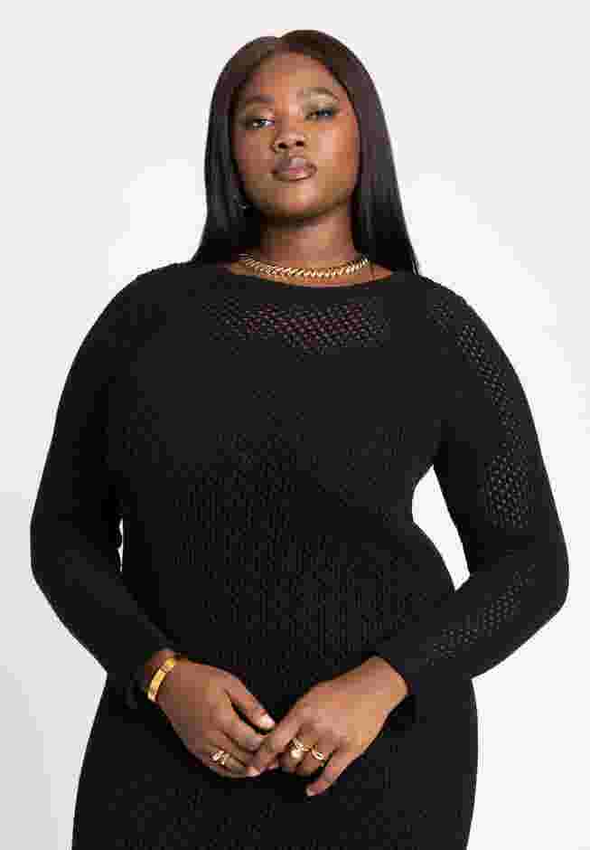 Crochet Open Stitch Maxi Dress With Ruffles image number 3